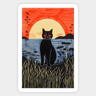 Riso-graphic Cat's Joyful Field Sticker